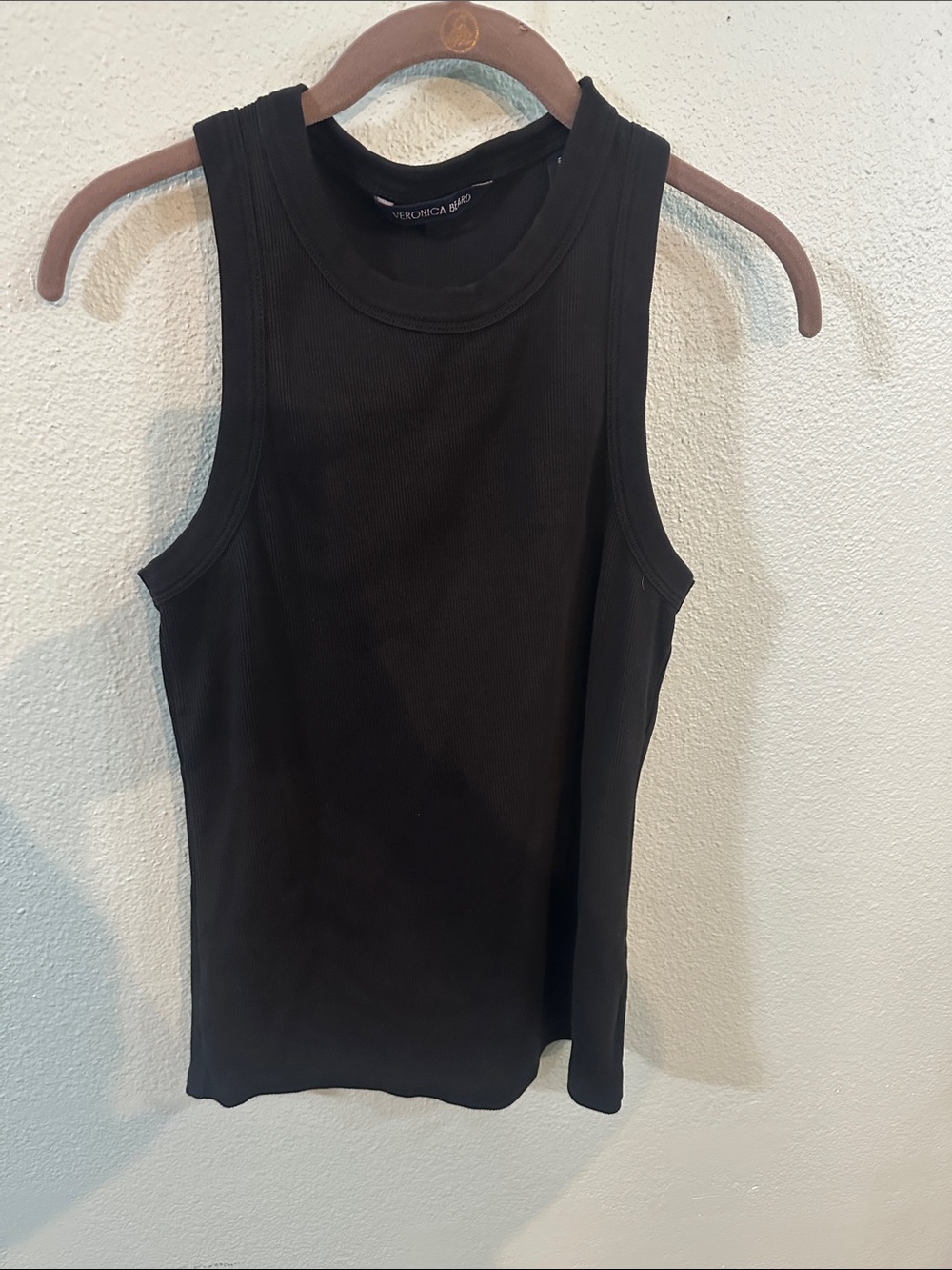 Veronica Beard Black Ribbed Pima Cotton Tank Top Size S